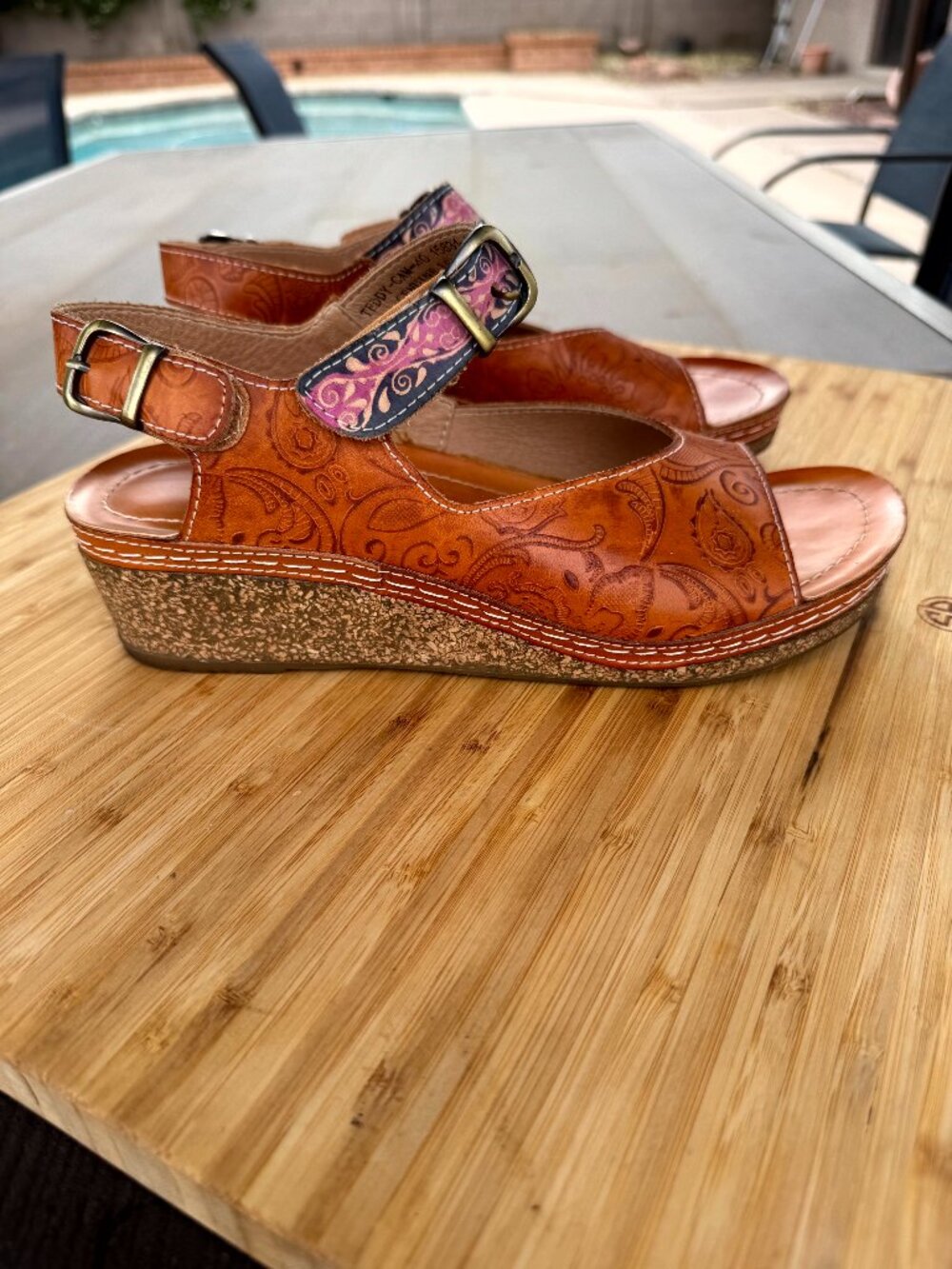L'Artiste By Spring Step Teddy Genuine Leather Wedge Sandals Women's Size US 9.5